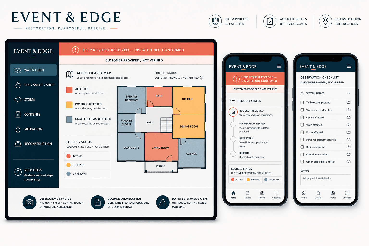 Event and Edge fictional restoration company website concept