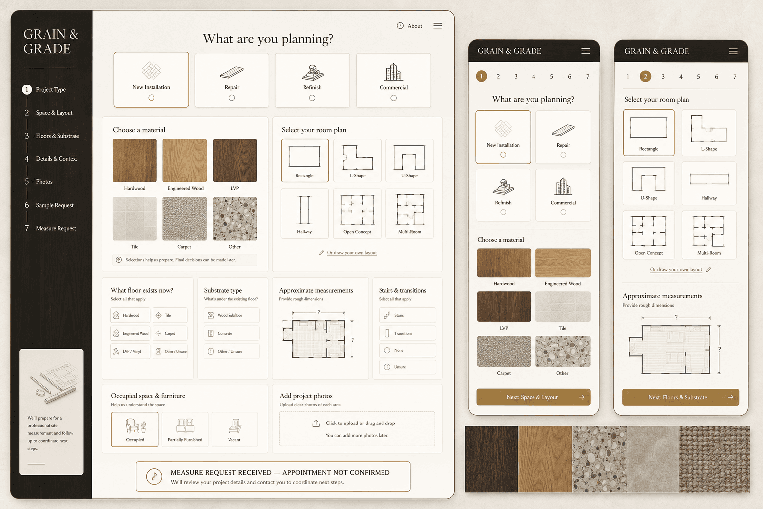 Grain and Grade fictional flooring website concept