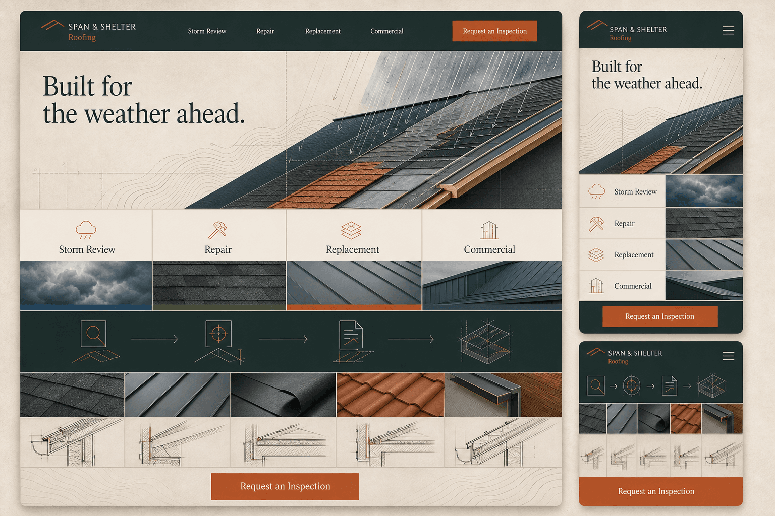 Span and Shelter fictional roofing website concept